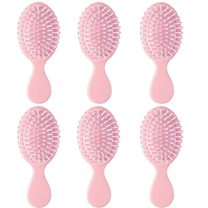 6 pcs Mini Hair Brush,Travel Detangling Brush with Exquisite Packaging Box,Mini Brush for Most Hair Types,Bridesmaid Party Christmas Stockings Filling Wet Hair Brushes (Pink)