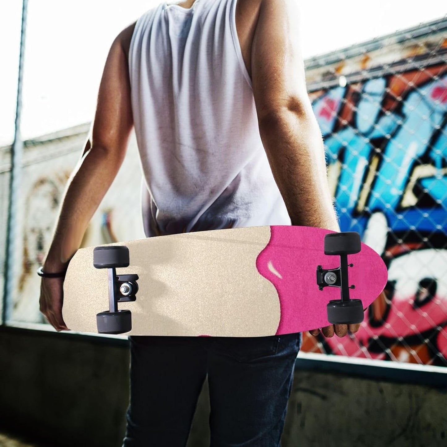 skateboard with grip tape anti slip fusion scooter grip tape Drip Style Pink Beige