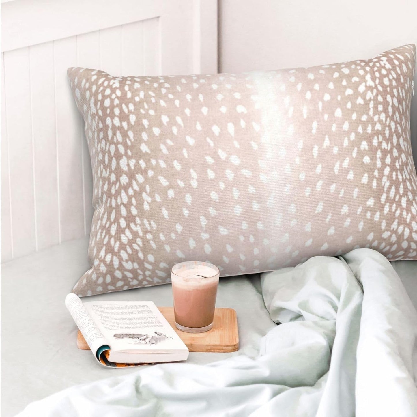 Pink Sage Green Pillow Covers 18x18 Inch 2 Pcs Boho Preppy Polka Dots Striped Decor Throw Pillows Modern Geometric Outdoor Farmhouse Decoration Pillowcase Linen Cushion Cover for Couch Sofa