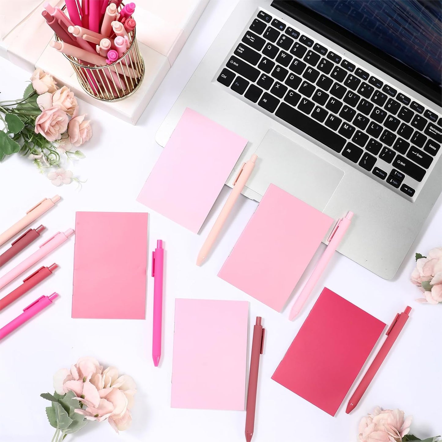 Eaasty 20 Set Mini Notebooks with Ballpoint Pens Bulk Graduation Gift for Teacher Students Small Pocket Notepads Composition Journals Employee Appreciation Gift for Nurse Staff(Pink Series Colors)