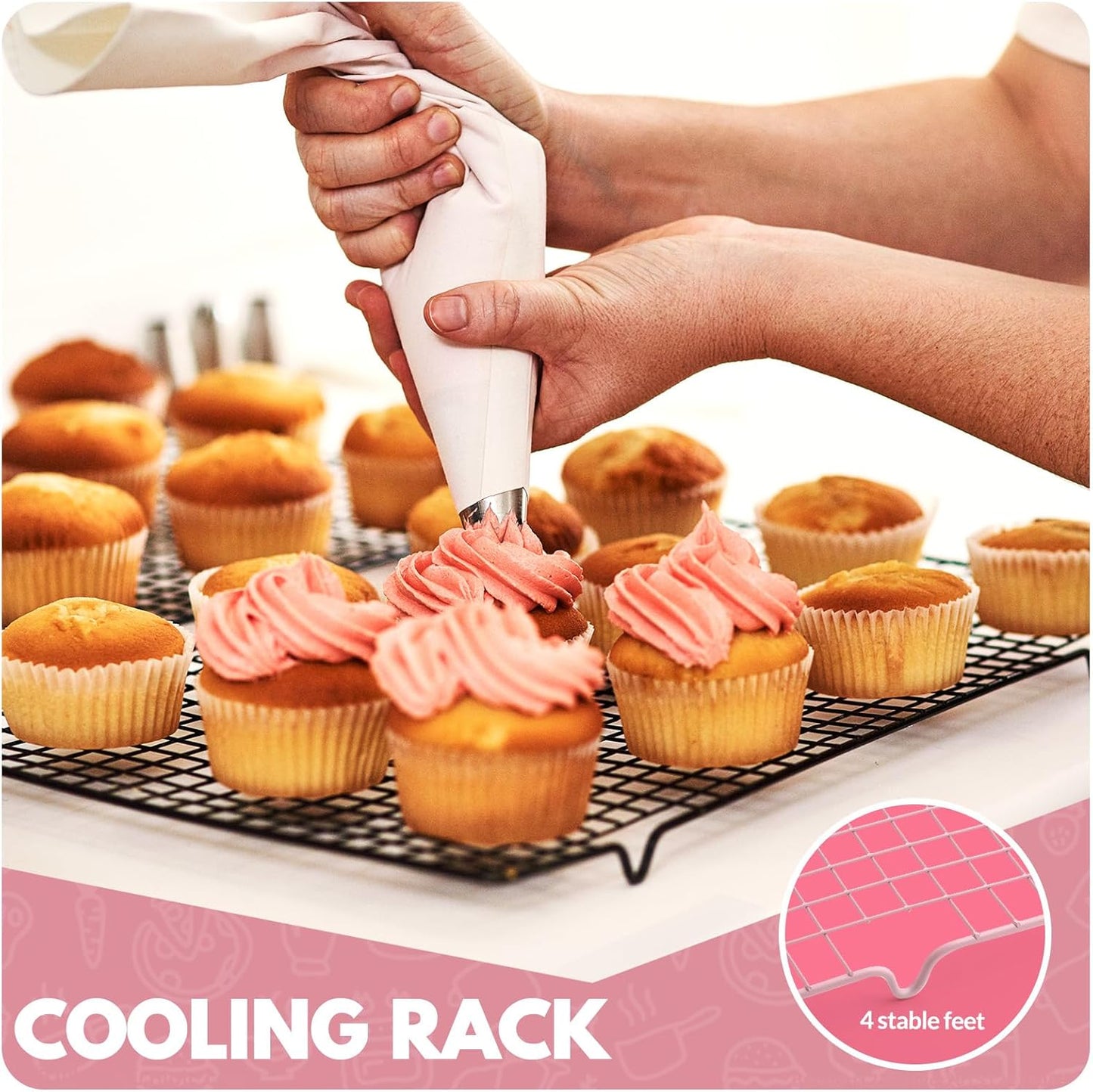 2 PCS Cooling Racks for Cooking and Baking, 16x10 Inches Stainless Steel Cooling Rack, Sheet Pan with Wire Rack for Baking Sheet, Bacon Rack Oven Safe Fits Jelly Roll Sheet Pan