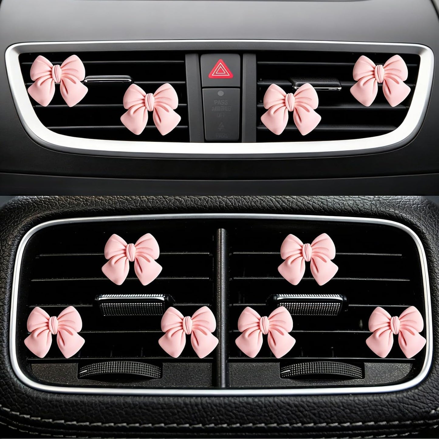 6 pcs Pink Bow Car Air Vent Clips Coquette Cute Girly Car Decor Accessories Interior Aesthetic Decorations Charm Stuff for Women Girl