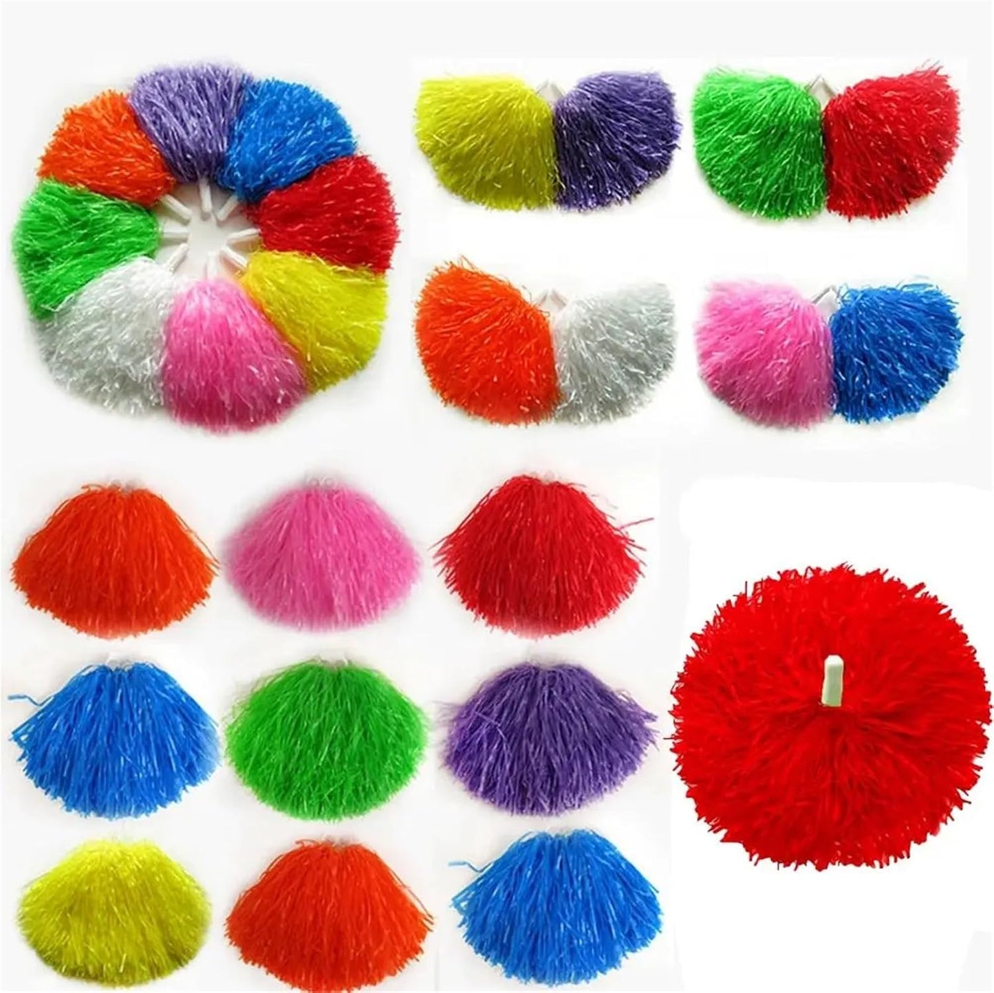 Shining Cheer Pom Poms 8pair Dress Costume Fancy Double Hole Handle Cheerleading Cheering Ball Dance Party Decorator Cheerleader Pompoms Club Sport Supplies