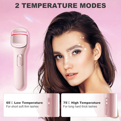 HEBECA Heated Eyelash Curler Professional - Eye Lashes Curler with Innovative Heating Silicone, Electric Eyelashes Curler with 600mAh Rechargeable Battery EC4001 (Pink)