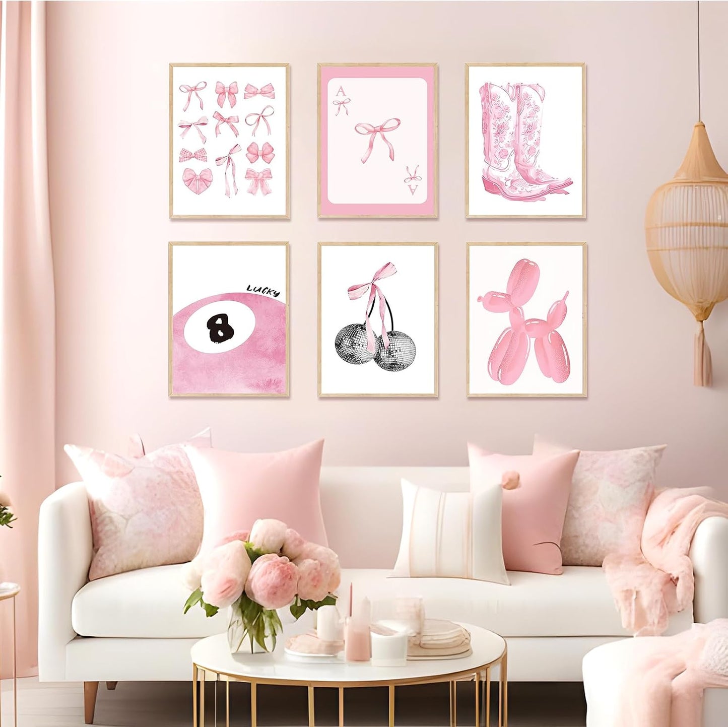 6 Pack Coquette Diamond Art Kits for Adults, 5D DIY Pink Diamond Painting Kits for Beginner, Cute Diamond Dots Full Drill Crafts for Gem Art Dot Art for Adults Home Wall Decor for Teens Girls 10x12in