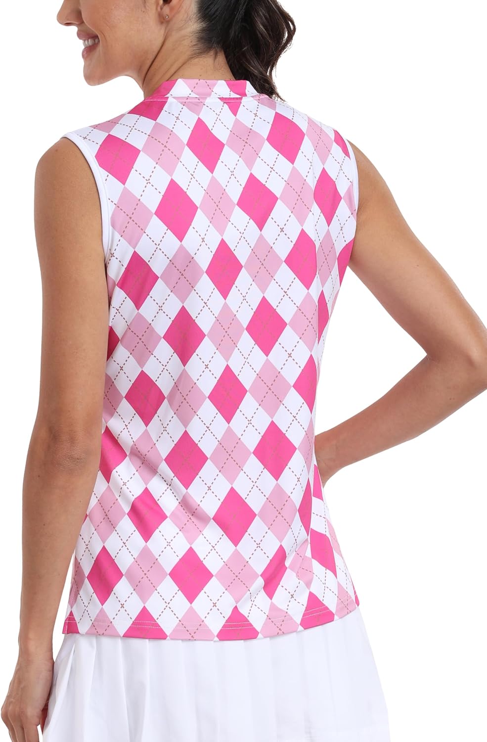 MoFiz Women's Sleeveless Golf Polo Shirt Tennis Tank Tops 1/4 Zip Collarless Quick Dry Lightweight for Athletic Pickleball