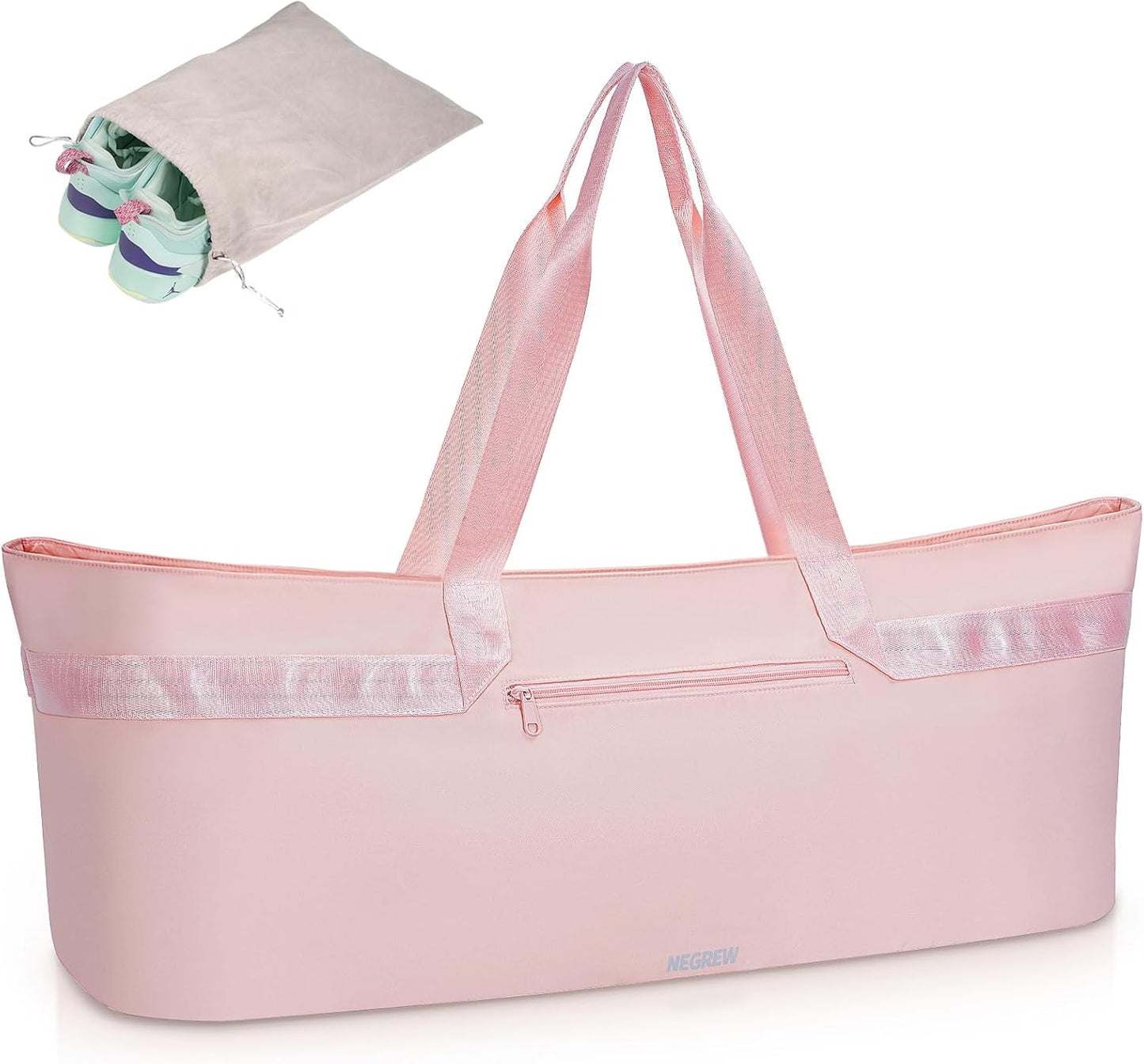 Large Yoga Mat Tote Bag for Women with Holder Strap,Pilates Gym Tote Bag with Shoes Bag & Wet Pocket