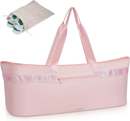 Large Yoga Mat Tote Bag for Women with Holder Strap,Pilates Gym Tote Bag with Shoes Bag & Wet Pocket