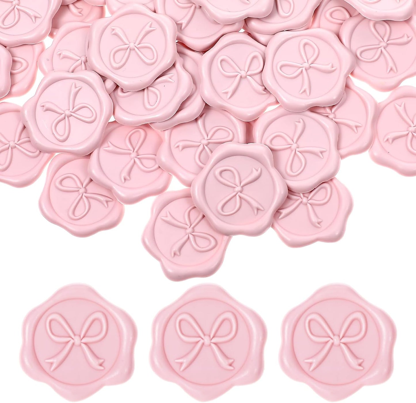50 Pcs Bow Wax Seal Stickers Envelope Wax Stickers for Wedding 3D Adhesive Antique Gold Waxs Stamp Sticker Decals for Invitation Baby Shower Greeting Cards Gift Wrapping(Pink)