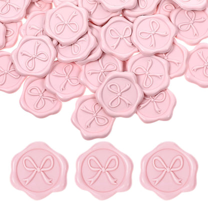 50 Pcs Bow Wax Seal Stickers Envelope Wax Stickers for Wedding 3D Adhesive Antique Gold Waxs Stamp Sticker Decals for Invitation Baby Shower Greeting Cards Gift Wrapping(Pink)