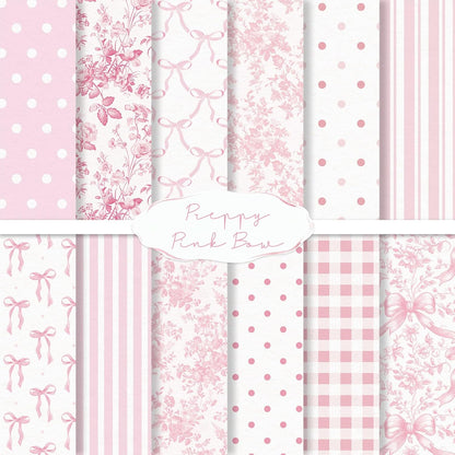 Whaline 24 Sheets 6 x 6 Inch Pink Bow Floral Pattern Paper Chinoiserie Scrapbook Specialty Paper Double Sided for DIY Crafts Card Making Photo Album Decor