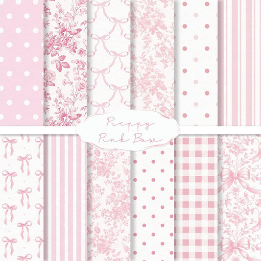 Whaline 24 Sheets 6 x 6 Inch Pink Bow Floral Pattern Paper Chinoiserie Scrapbook Specialty Paper Double Sided for DIY Crafts Card Making Photo Album Decor