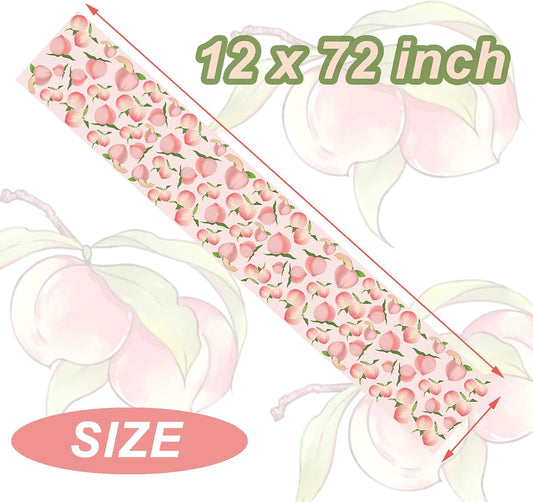 2Pcs Peach Table Runner Summer Fruit Juicy Peach Baby Shower Birthday Party Favors Supplies Decorations Table Cloth