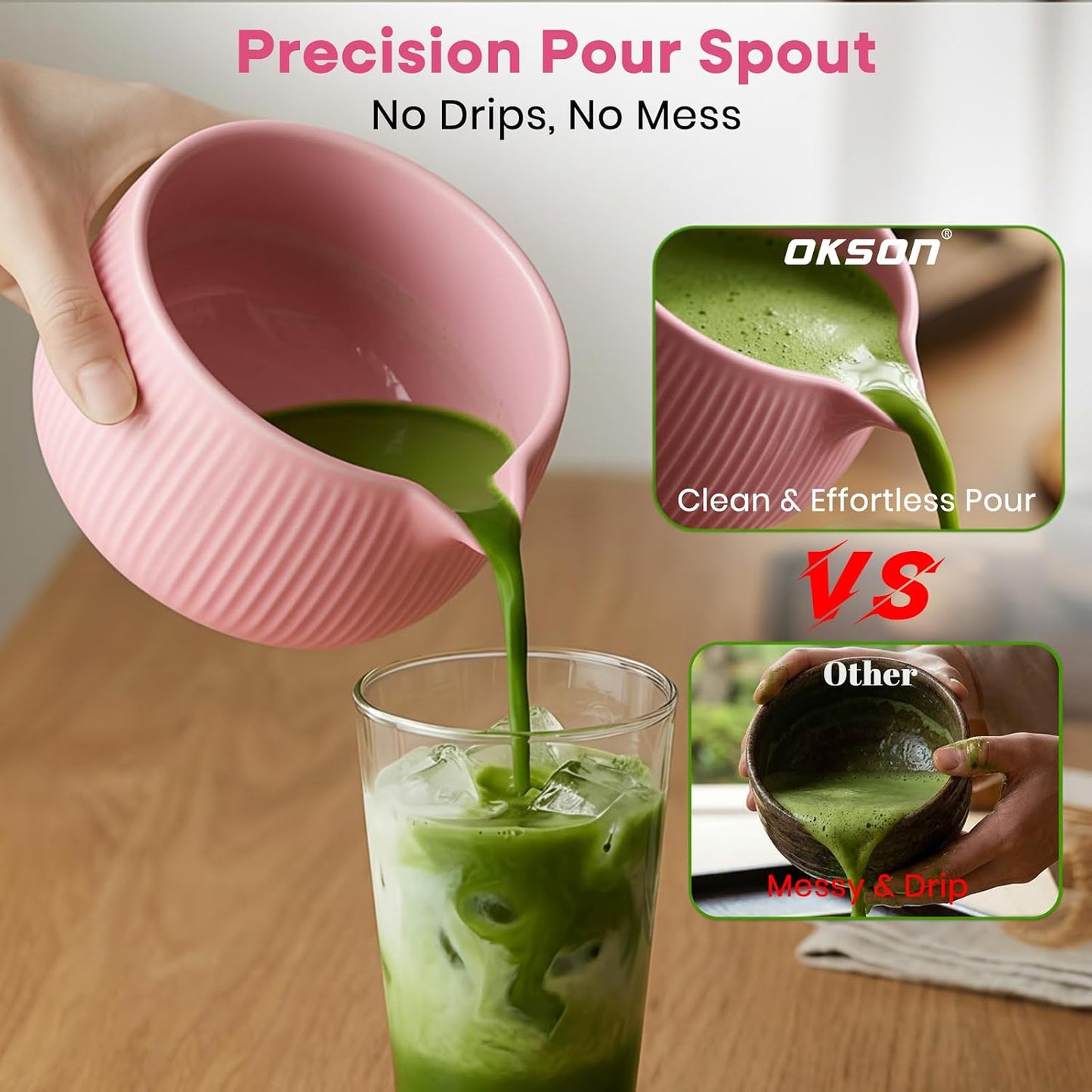 Matcha Whisk Set, 15-Pcs Ceramic Matcha Kit, Includes Matcha Bowl, Bamboo Whisk & Holder, Glass Measuring Cup, Matcha Caddy, Sifter, Scoop, Tea Towel, Tea Mat - Matcha Making Sets (pink)