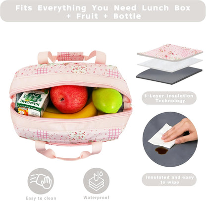 Insulated Lunch Bag for Women - Reusable Thermal Tote with 3-Layer Insulation, Leakproof & Easy to Clean - Lunch Box for Office, Gym, Picnic (Pink)