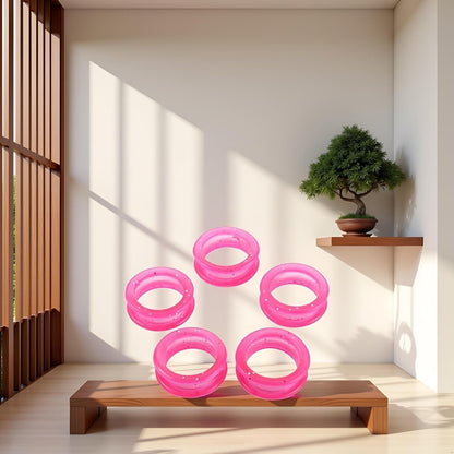 5 Pcs Pink Silicone Finger Rings for Hair Cutting Scissors, Silicone Finger Rings Grips Grooming Shear Thumb Inserts Finger Protector Ring for Barber Hair Cutting Scissors Pet Shears