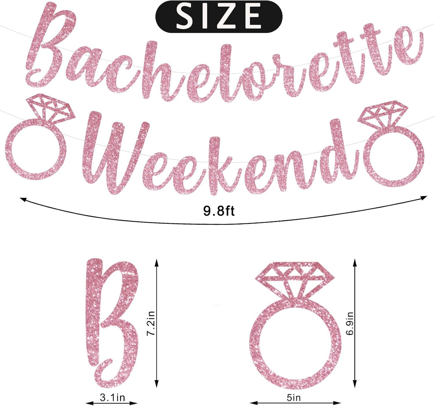 Bachelorette Weekend Banner Bachelorette Party Decor Sign for Bach Party Engagement Bridal Shower Wedding Bride to Be Decorations (Pink)
