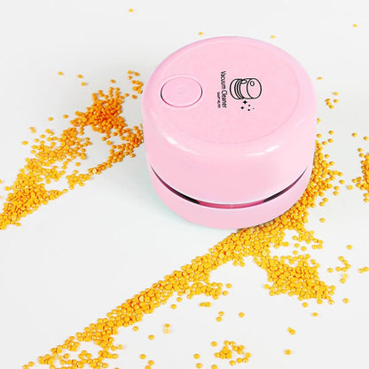 Cleaning Brush Handheld Portable Mini Coffee Table Home Desktop Vacuum Cleaner (Pink)
