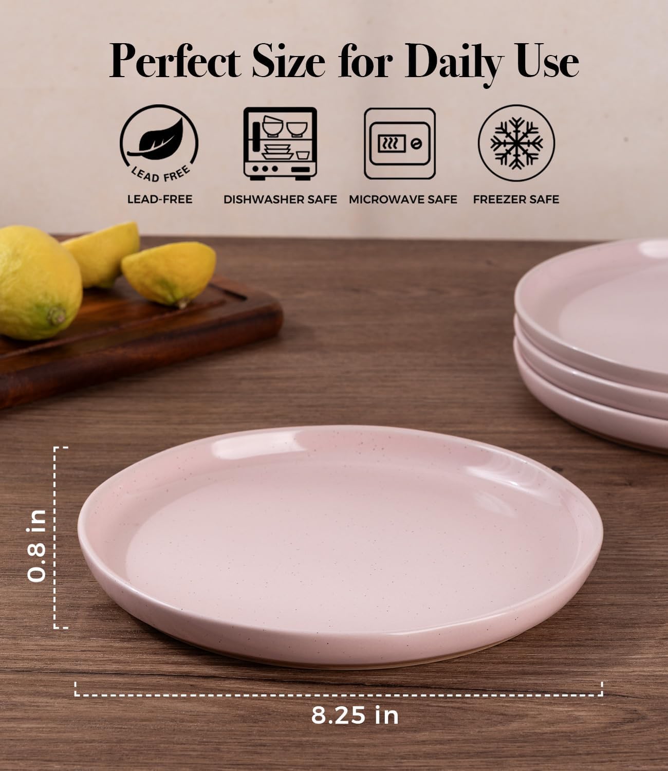 AmorArc Ceramic Appetizer Plates Set of 6, 8.25 Inch Handmade Stoneware Plates set for Dessert, Salad, Appetizer, Dinner, Microwave & Dishwasher Safe, Scratch Resistant-Cloud Pink