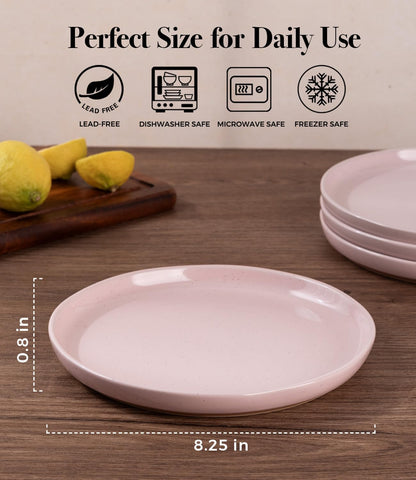 AmorArc Ceramic Appetizer Plates Set of 6, 8.25 Inch Handmade Stoneware Plates set for Dessert, Salad, Appetizer, Dinner, Microwave & Dishwasher Safe, Scratch Resistant-Cloud Pink