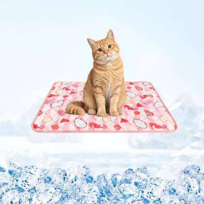 Dog Cooling Mat,15.5" x 19.5"Thicken Self-Cooling Mat for Dog&Cat,Internal Waterproof & Endothermic,Washable Pet Ice Cool Pad Blanket,Pet Sleeping Pad for Indoor Outdoor in Summer, Non-Toxic, Pink S