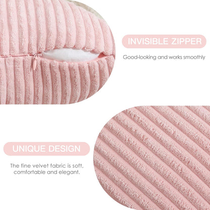 OTOSTAR Pack of 2 Throw Pillow Covers 18 x 18 Inch Soft Corduroy Decorative Square Solid Striped Cushion Case Couch Farmhouse Home Boho Decor Throw Pillows for Sofa Bed Living Room (Pink)