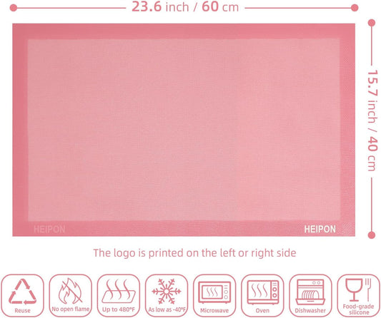 Pink Perforated Baking Mat,Cuttable Baking Mat,23.6"Lx15.7"W,Silicone Baking Mat,Non-Stick,Breathable Mat,Reusable(Pink,2pcs)