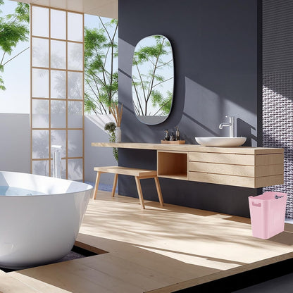Small Pink Trash Can Wastebasket, 2.9 Gallon Plastic Garbage Can Waste Basket for Narrow Spaces Bathrooms Laundry Room Kitchens Offices Kids Rooms (Pink)