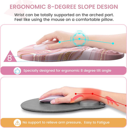 Light Pink Desk Mat Set with Mouse Pad and Memory Foam Wrist Rest, Soft Mat for Mouse and Keyboard, Large Office Desk Mat with Wrist Support, Smooth Surface, Non-Slip Base, 35.4 x 15.7 in