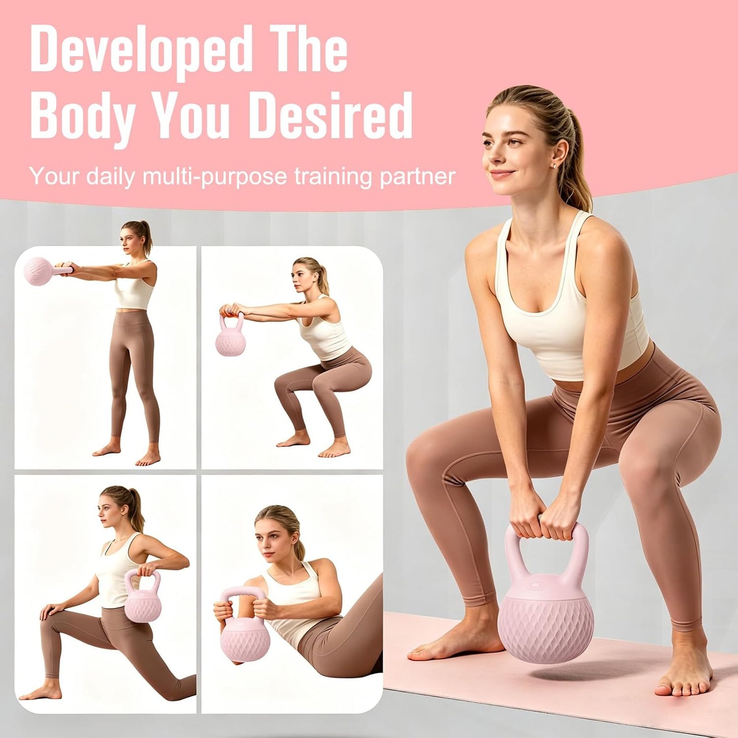Soft Kettlebell, Kettlebells Cushioned Impact-Resistant Base and Anti-Slip Grip, Strength Training Kettle Bell for Women and Men, Home Workout