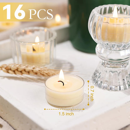 Beeswax Blend Tealight Candles - Honey Peach Scented, 16 Packs Fruity Scented Tea Candles for Home, Highly Scented with Natural Oils, Aromathey Tea Light Candles for Relax, 4-Hour Burn Time