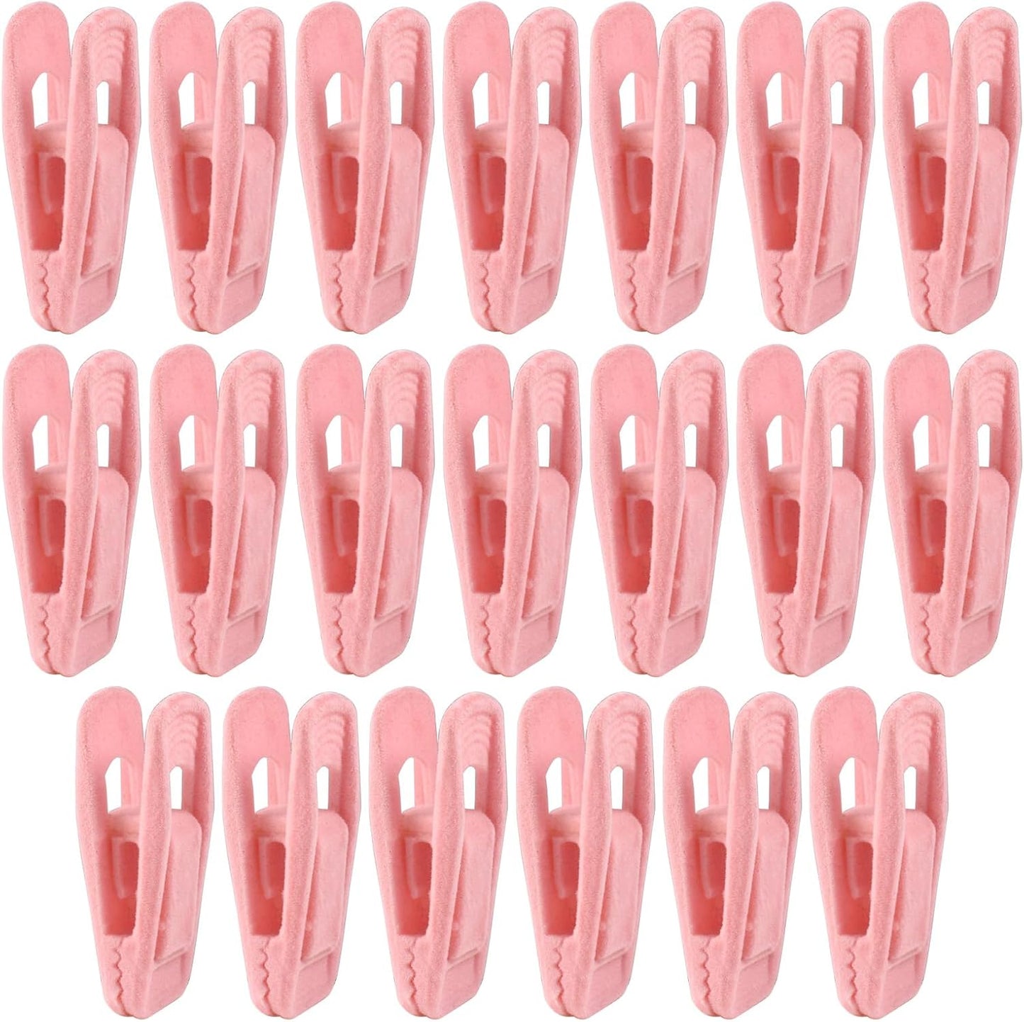 Litoexpe 20 Pcs Pink Velvet Hangers Clips, Pants Hangers Velvet Clips, Strong Finger Flocked Clips for Thin Felt Hangers
