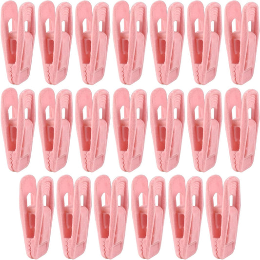 Litoexpe 20 Pcs Pink Velvet Hangers Clips, Pants Hangers Velvet Clips, Strong Finger Flocked Clips for Thin Felt Hangers