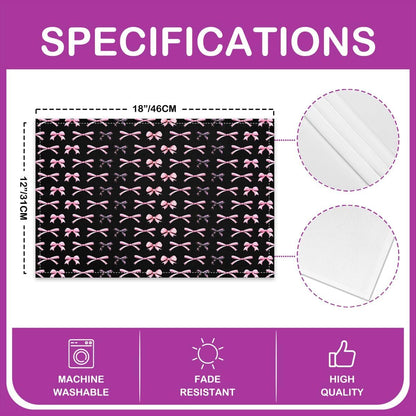Feelyou Pink Bow Placemats Set of 4 Cute Bowknot Table Mats for Party Kitchen Dining Decoration Holiday Seasonal Grils Bow Knot Place Mat for Dinner Table Indoor Outdoor 18"x12" Non-Slip Easy to Clean