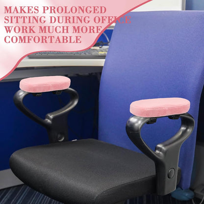 Threlaco 2 Pcs Office Chair Armrest Pads Soft Foam Office Chair Arm Covers Fluffy Flannel Gaming Armchair Armrest Cushion for Elbows and Forearms Support Pressure Relief (Pink)