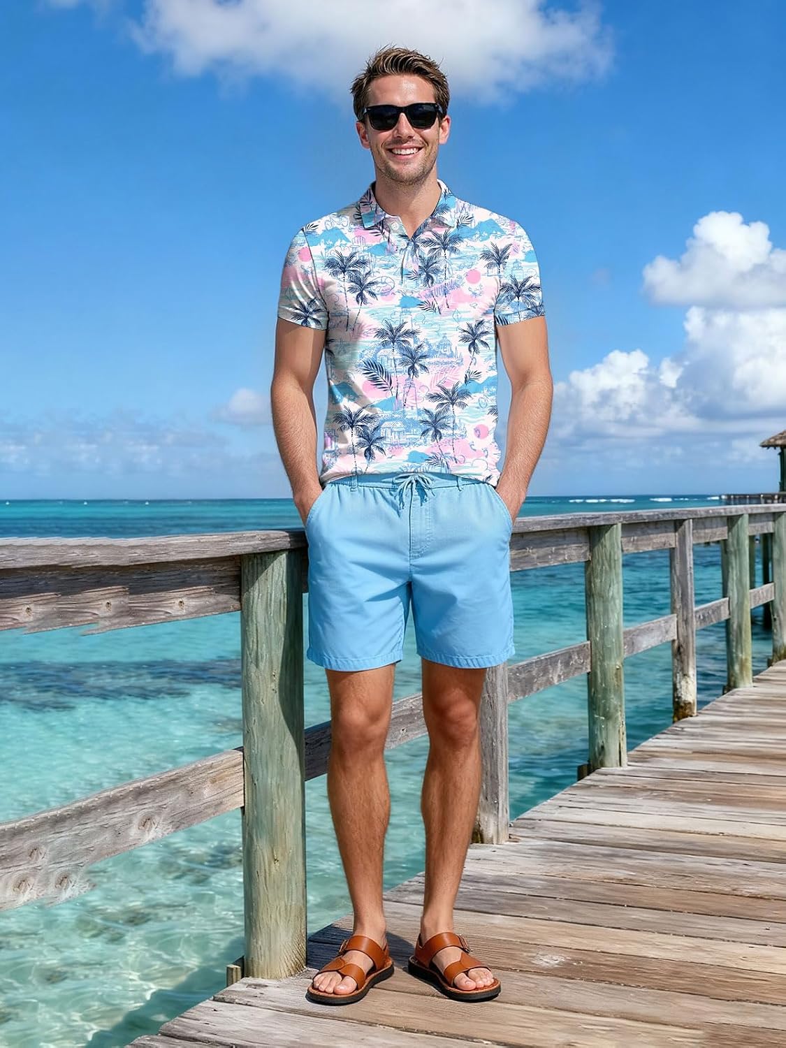 Men's Hawaiian Polo Shirts Funny Summer Dry Fit Moisture Wicking Golf Shirt