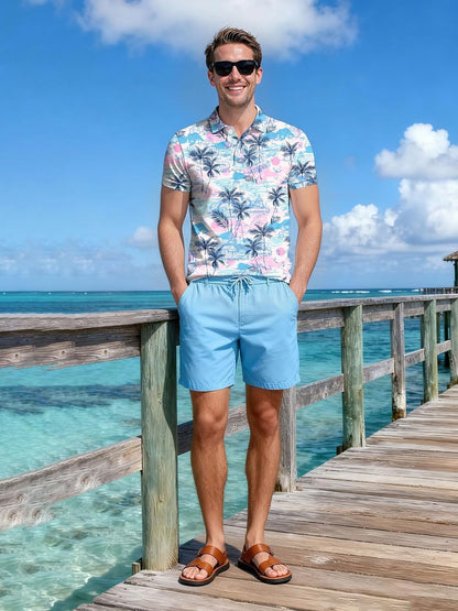 Men's Hawaiian Polo Shirts Funny Summer Dry Fit Moisture Wicking Golf Shirt