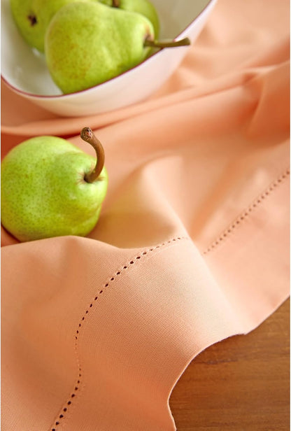 Solino Home Cotton Linen Napkins Set of 4 - Hemstitch Peach Bloom Dinner Napkins Cloth 20 x 20 Inch for Spring, Summer - Handcrafted and Machine Washable