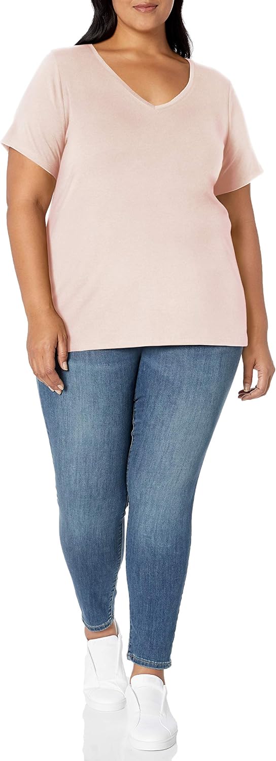 Amazon Essentials Women's Plus Size Short-Sleeve V-Neck T-Shirt