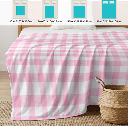 40"x60" Lap Cooling Blanket Pink Plaid Ice Silk Lightweight Breathable Soft Summer Blanket for Hot Sleepers Couch Bed Sofa Camping Sweet Girly Checkered