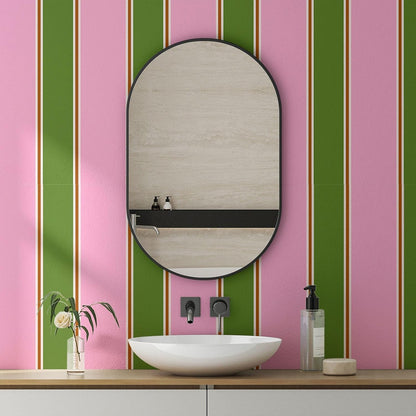 Stripe Wallpaper Mural Pink and Green Peel and Stick Wallpaper Retro Pastel Self-Adhesive Wall Paper for Girl Room Temporary Removable Contact Paper for Cabinets and Drawer 17.7" x 118"