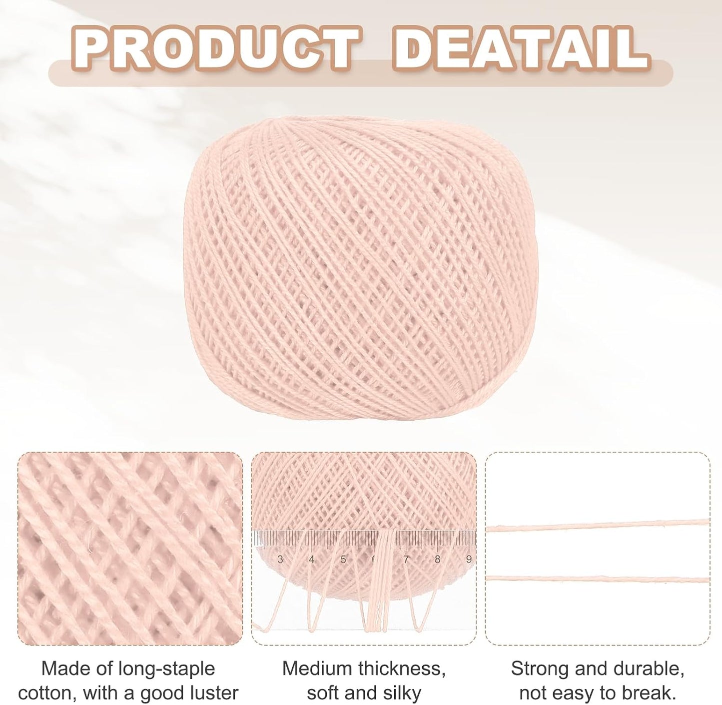 MECCANIXITY Crochet Thread Pearl Cotton Size 3 Light Pink Pearl 164 Yards for Crocheting Tatting Knitting Embroidery Sewing