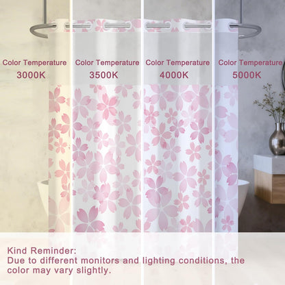 Cherry Blossom Pink Shower Curtain with See Through Window, No Hook Cute Shower Curtain with Weighted Snap On Liner, Double-Layer Waterproof Farmhouse Shower Curtains for Bathroom, 71"W x 74"L