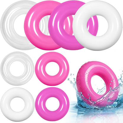 Arrowbash 8 Pcs 28 Inch Swimming Pool Floats for Adults, Inflatable Pool Float Tubes Bulk, Women & Men Swimming Ring Floaties for Beach Party Decoration River Lake Summer Vacation Holiday