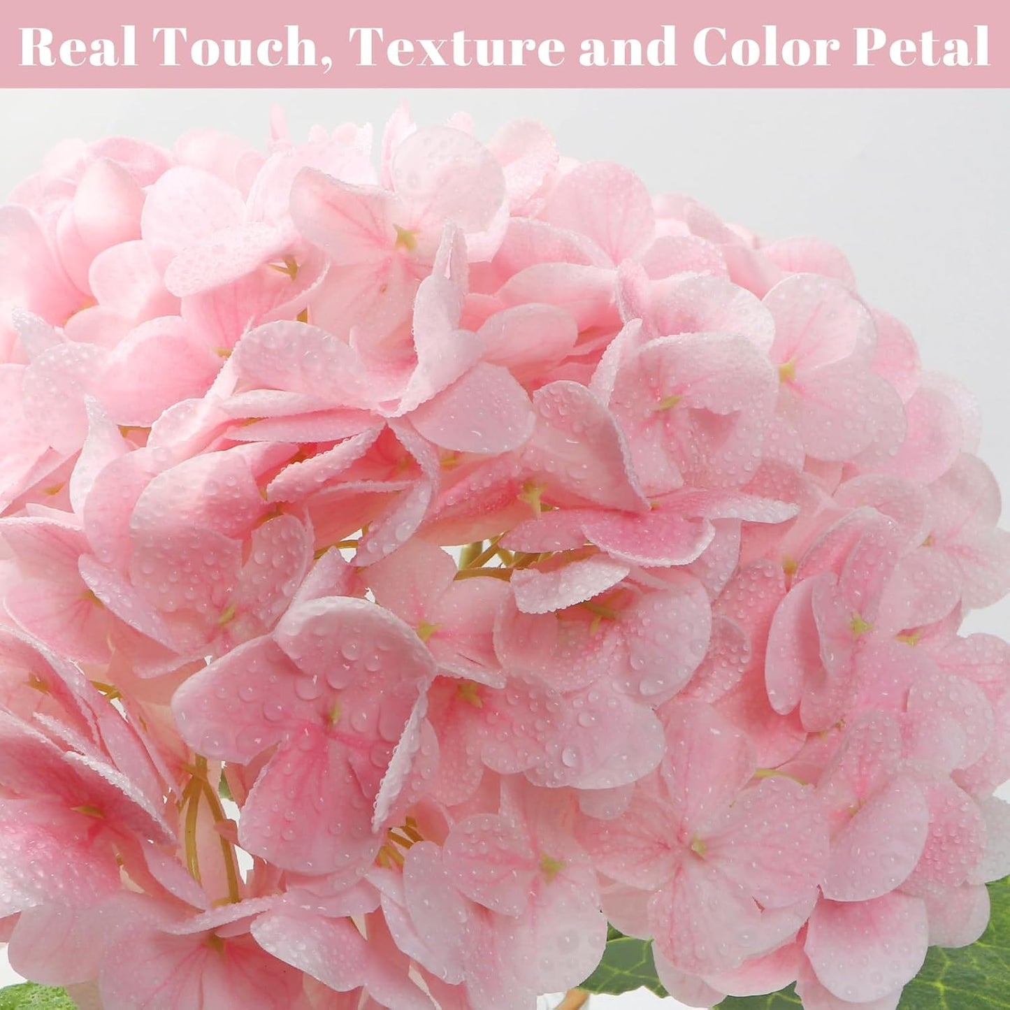 Kmise Hydrangea Artificial Flowers, 22” Real Touch Lifelike Latex Hydrangeas, Large Faux Hydrangea for Home Decor Wedding Bouquets, Pink, 3pcs