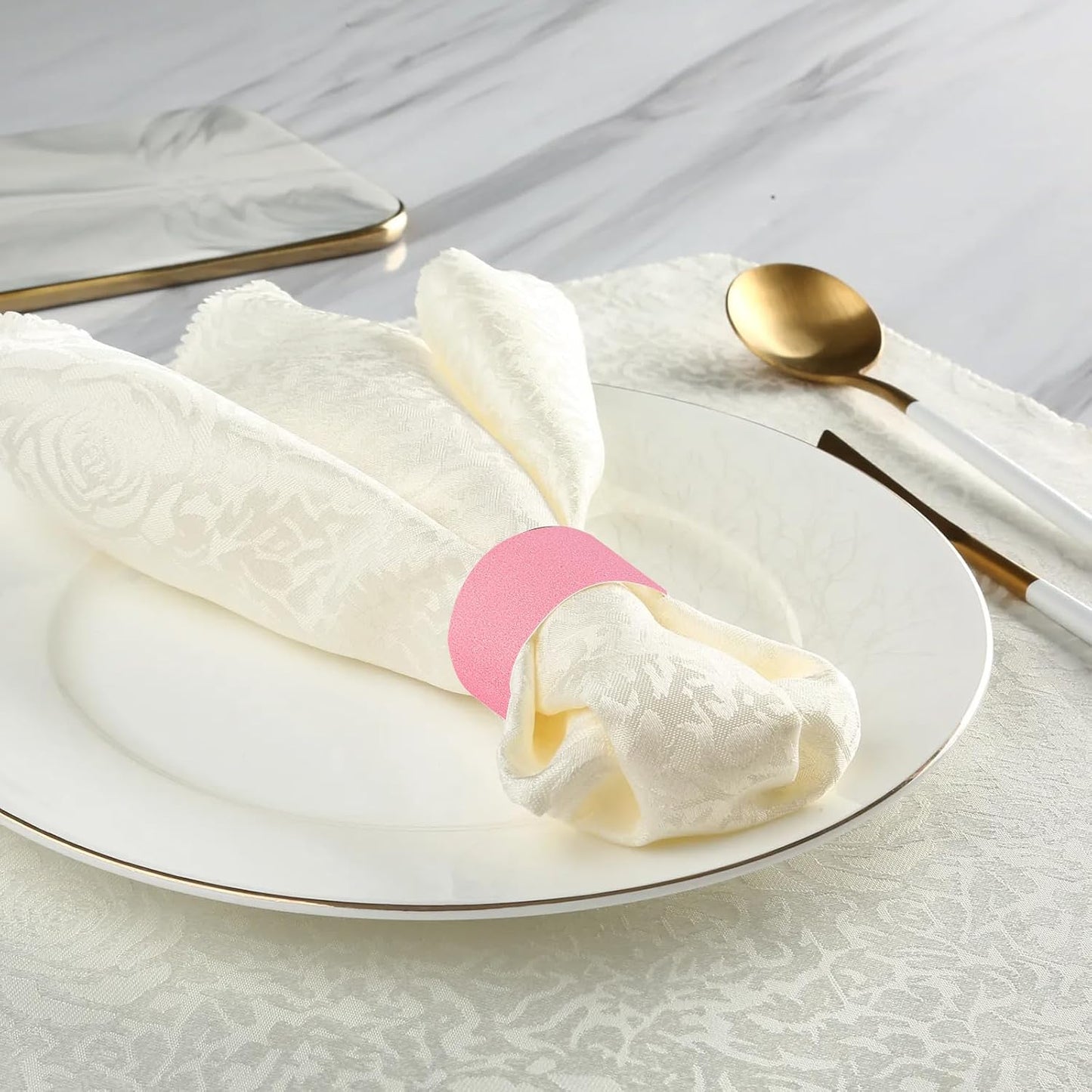 Germiwipe Paper Napkin Band Box of 500,Napkin Rings Self Adhesive,Silverware Wraps Bands Perfect for Birthday Parties, Weddings, Family Reunion & Events(Pink-500pcs)