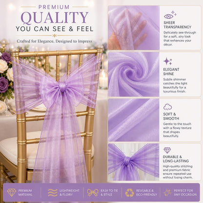 Elegant Organza Chair Sashes Sheer Fabric Sashes for Weddings, Parties, and Special Events – (Pack of 10 PC, Baby Pink)