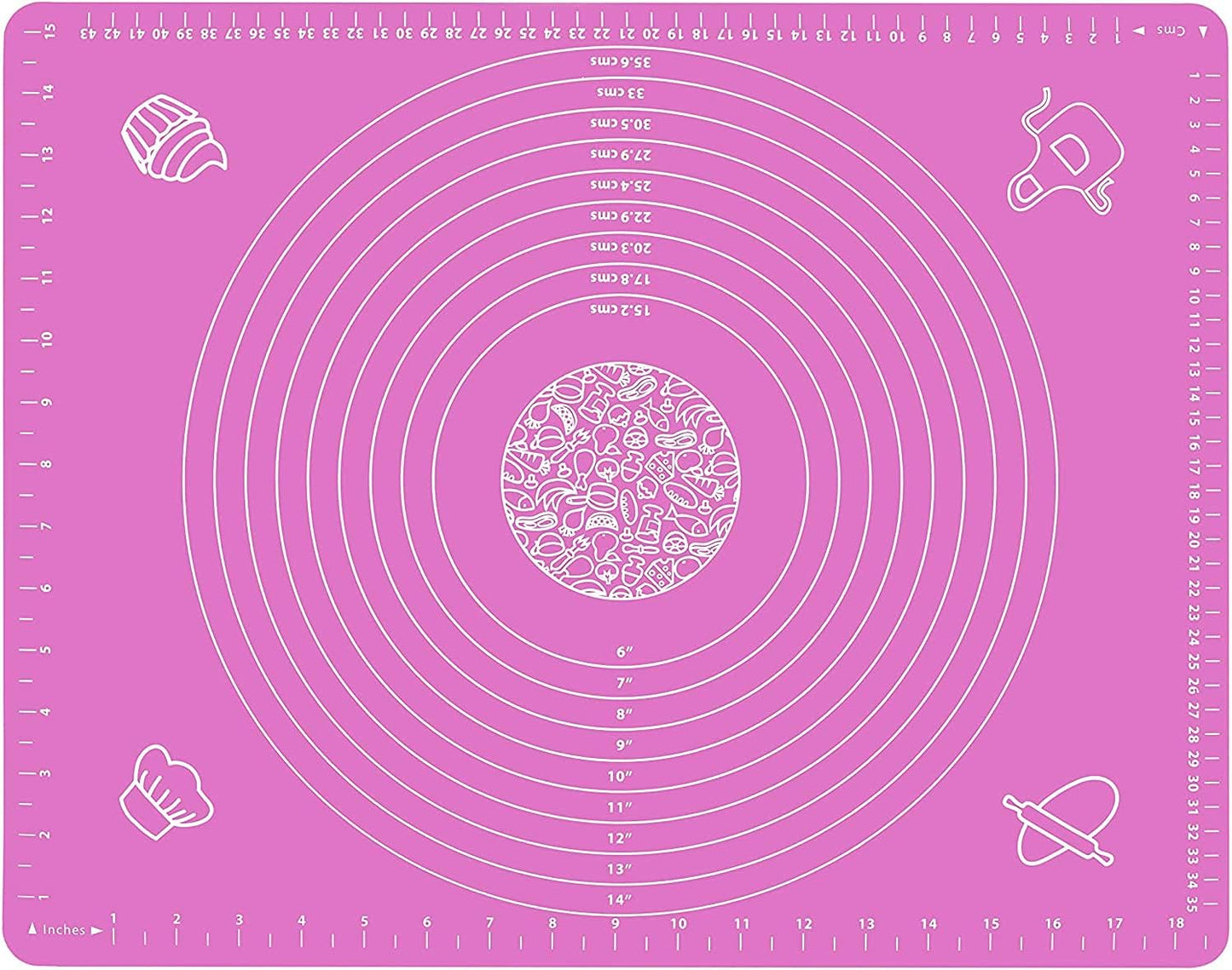 Silicone Baking Mat for Pastry Rolling Dough with Measurements (20" x 16 ", pink)