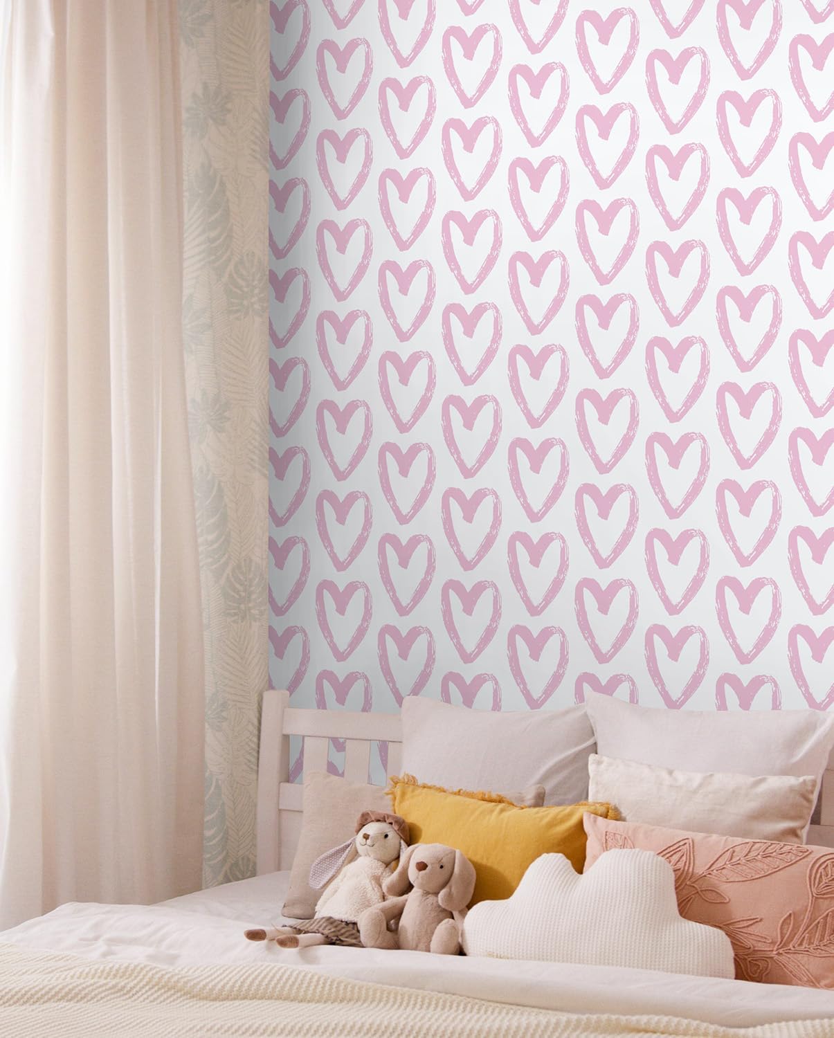Timeet Pink Peel and Stick Wallpaper - Modern Heart Wall Decor, 17.7"x78.7", Self-Adhesive, Removable