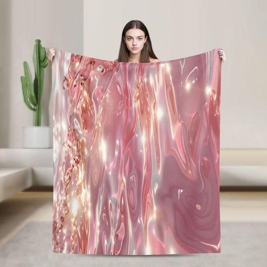 Pink Shiny Water Ripples Throw Blanket 80"X60" All Season Cover Ultra Soft Fleece Fuzzy Fannel Blankets for Couch,Bed Living Room Travel & Home Decor